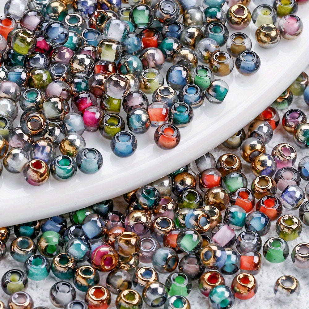 Rainbow Stripe Resin Round Spacer Beads