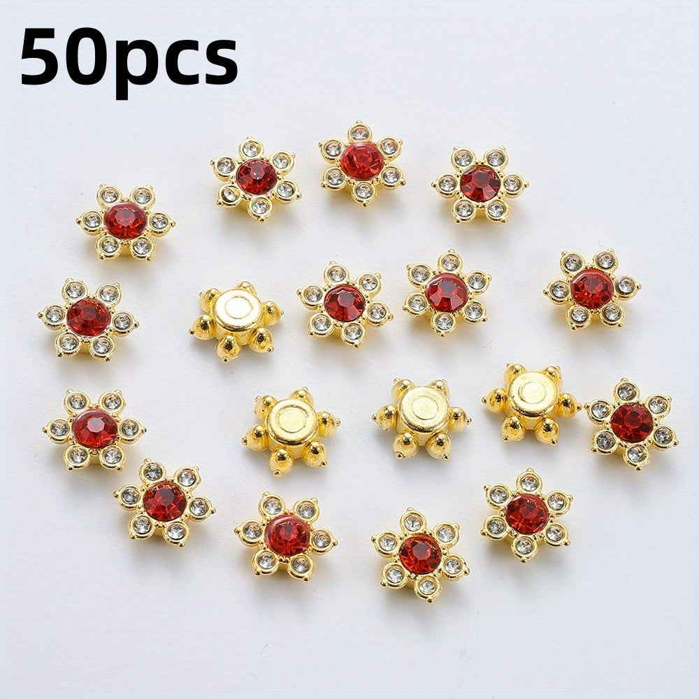 Six Petal Flower Rhinestone Acrylic Beads