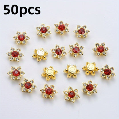 Six Petal Flower Rhinestone Acrylic Beads