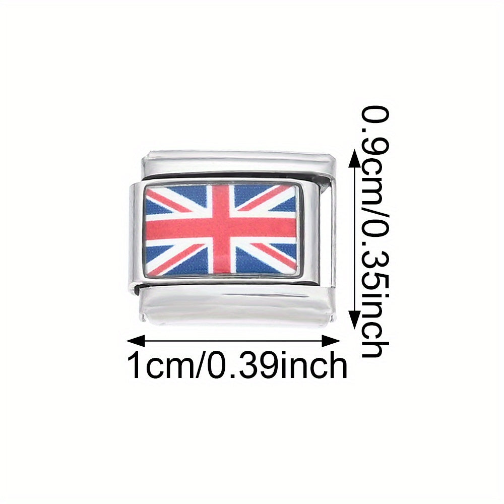 1pc 9x10mm Stainless Steel World Flag Module Charm Bead