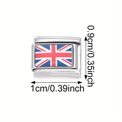 1pc 9x10mm Stainless Steel World Flag Module Charm Bead