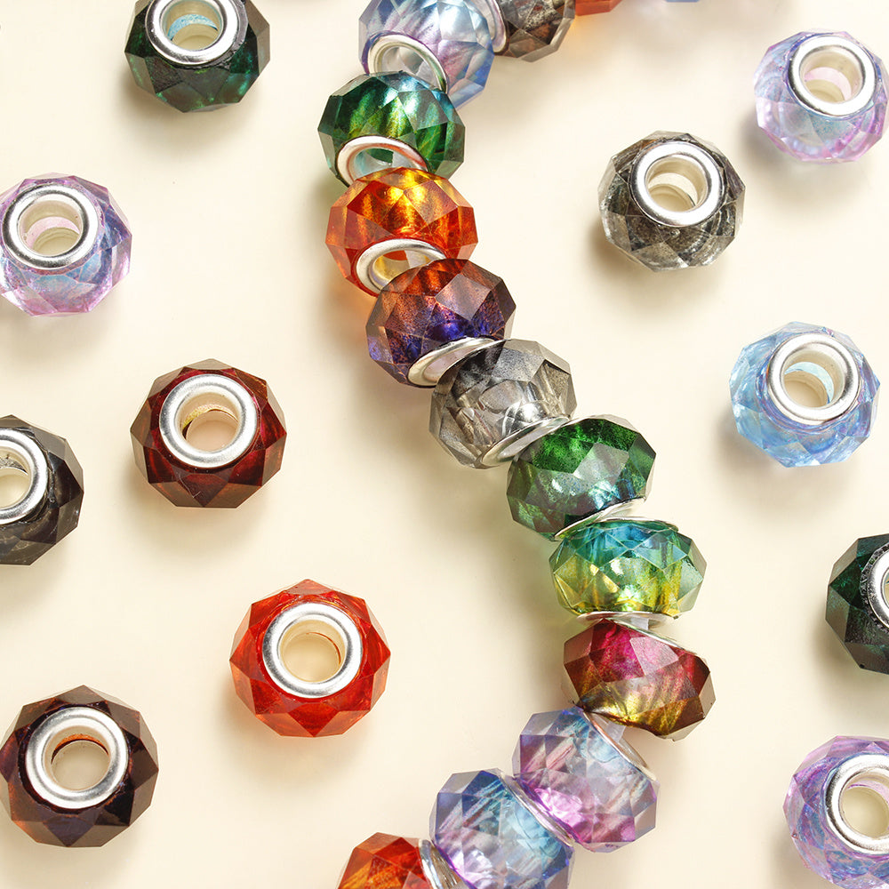 AB Multicolor Square Dice Acrylic Spacer Beads