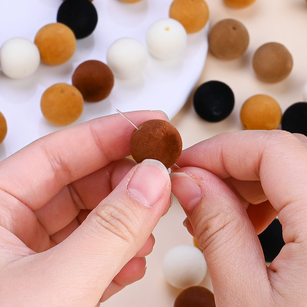 50pcs 16mm Fluffy Acrylic Round Beads