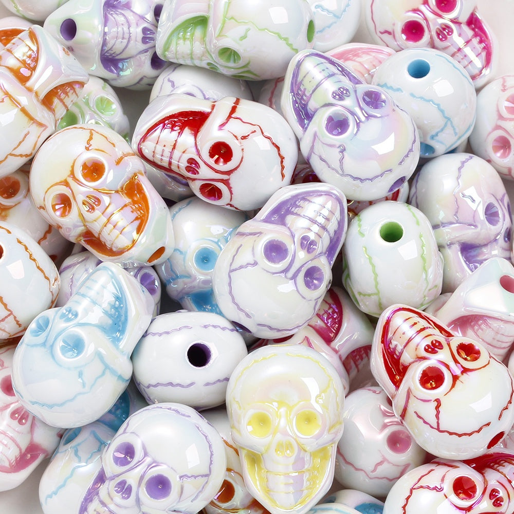 Halloween AB Shiny Skull Beads
