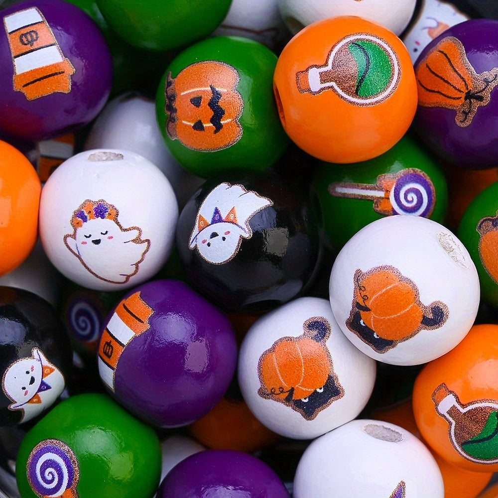 Halloween Wooden Pattern Beads