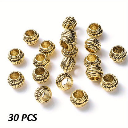 15x9mm Big Hole Print Acrylic Flat Round Spacer Beads