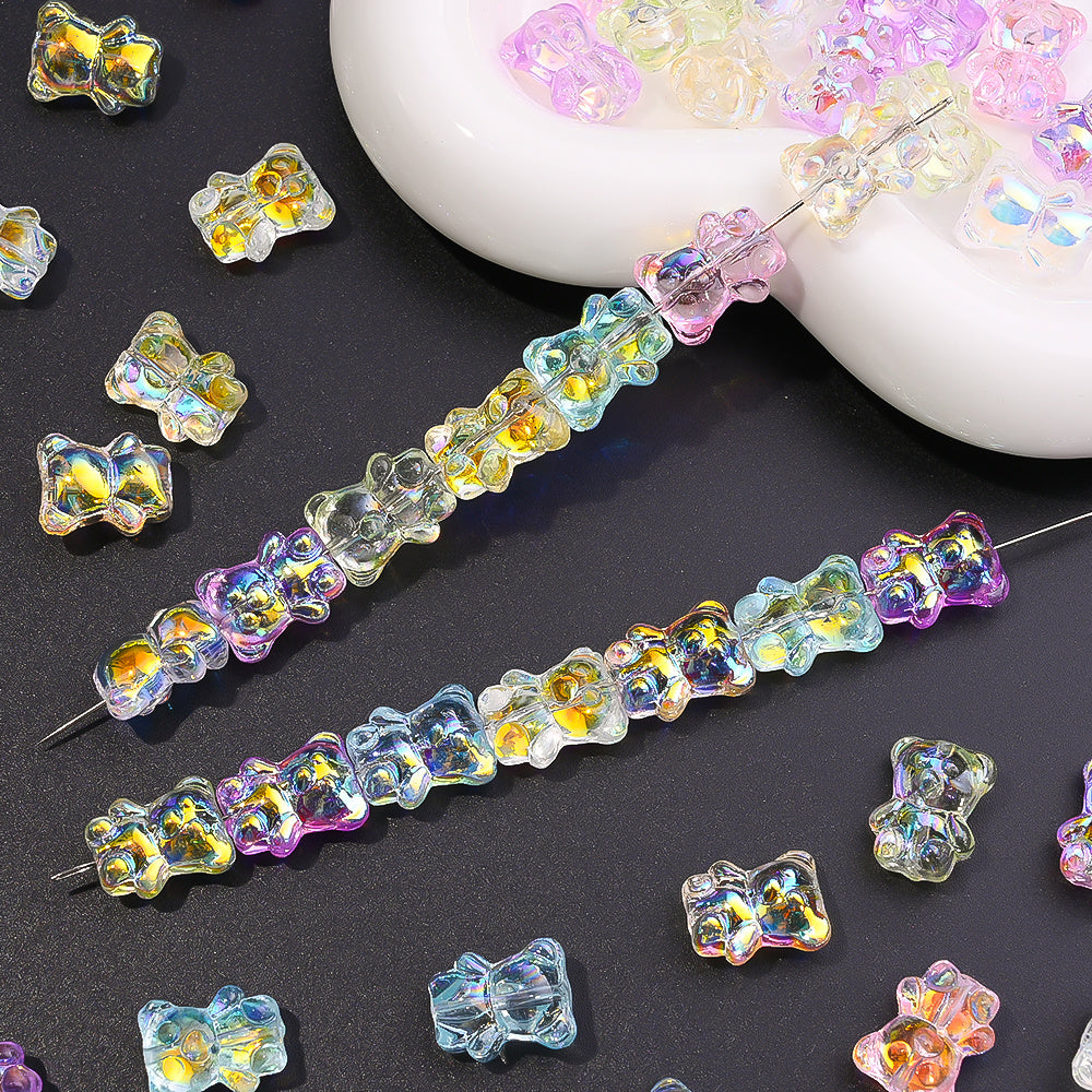 Transparent AB Bear Glass Beads
