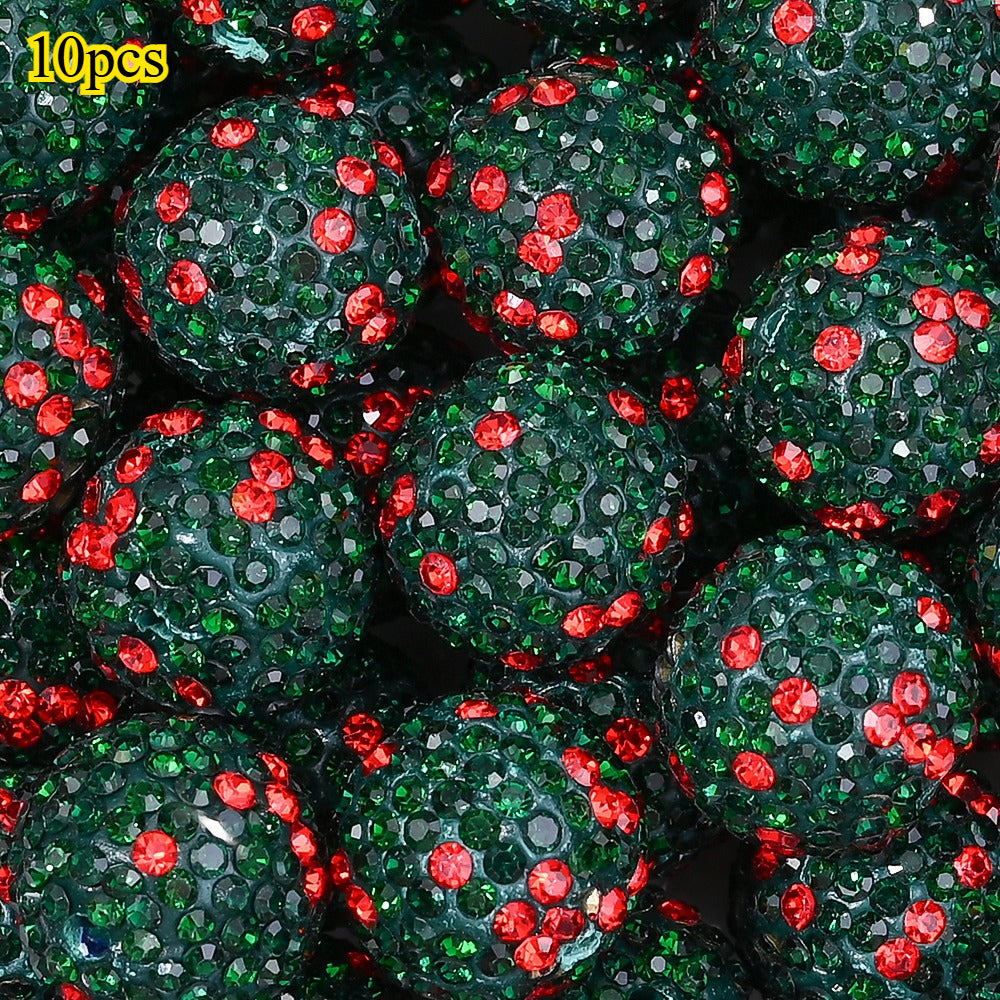 Red / Green Christmas Tree Rhinestone Clay Spacer Beads
