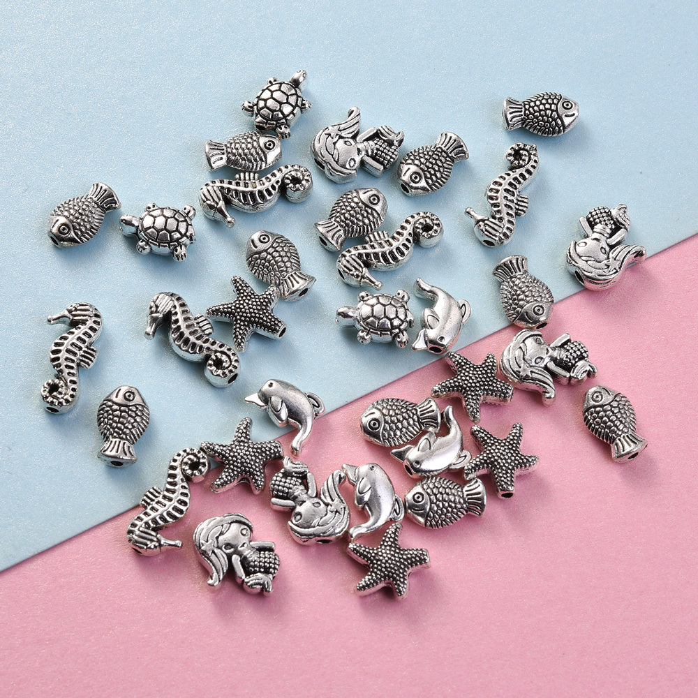 Ocean Series Antique Silvery Metal Spacer Beads