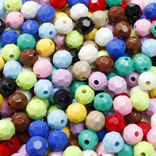 100pcs 8mm Luminous Faceted Acrylic Beads
