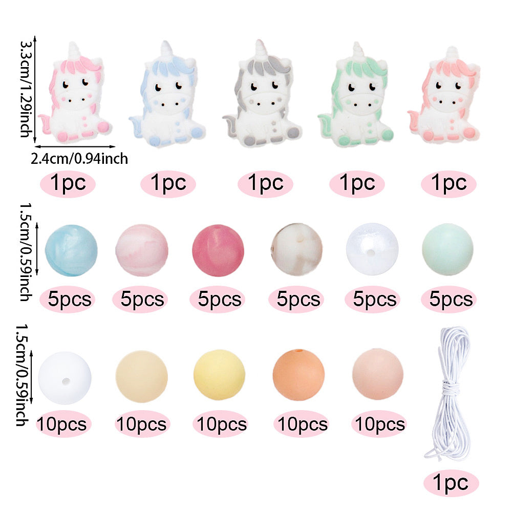 Mix Style Silicone Beads Set with Beading Pens