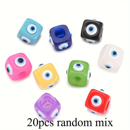 20pcs 12x14mm Mix Square Evil Eye Resin Beads