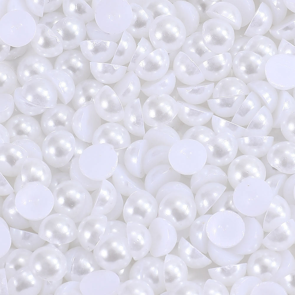 1000pcs Semi Circular Resin Pearl Beads