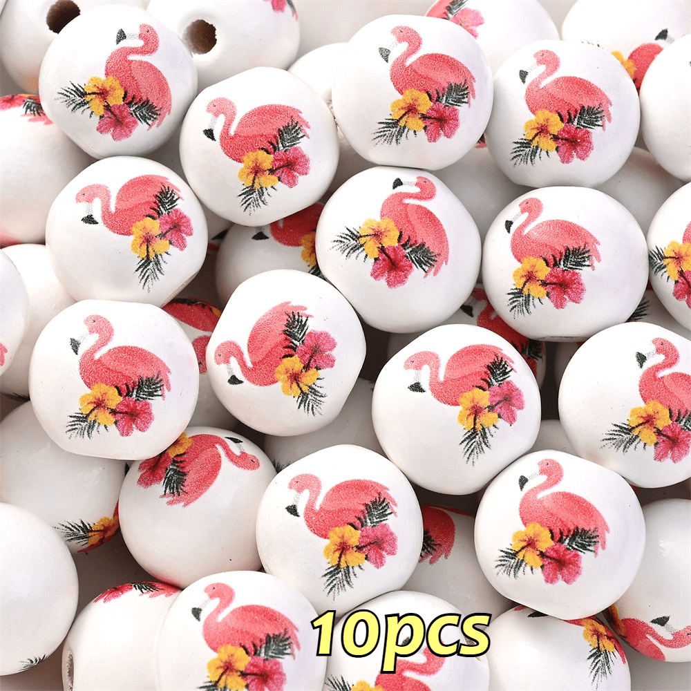 16mm Fruit-Themed Printed Wooden Beads, 10pcs