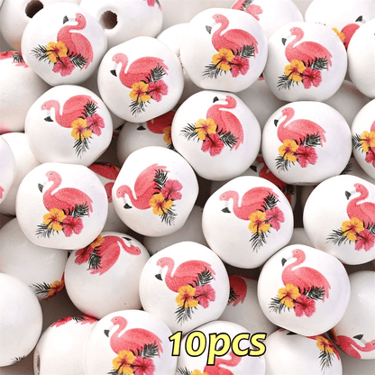 16mm Fruit-Themed Printed Wooden Beads, 10pcs
