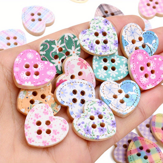 10pcs 20mm Wooden Heart Shape Craft Buttons