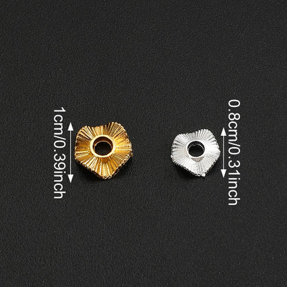 50pcs/set 8/10mm Wavy Golden & Silvery Spacer Beads