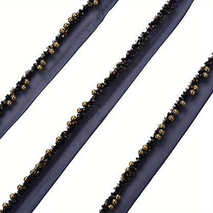 85cm 2cm Shiny Tiny Beads Lace Trim Ribbon