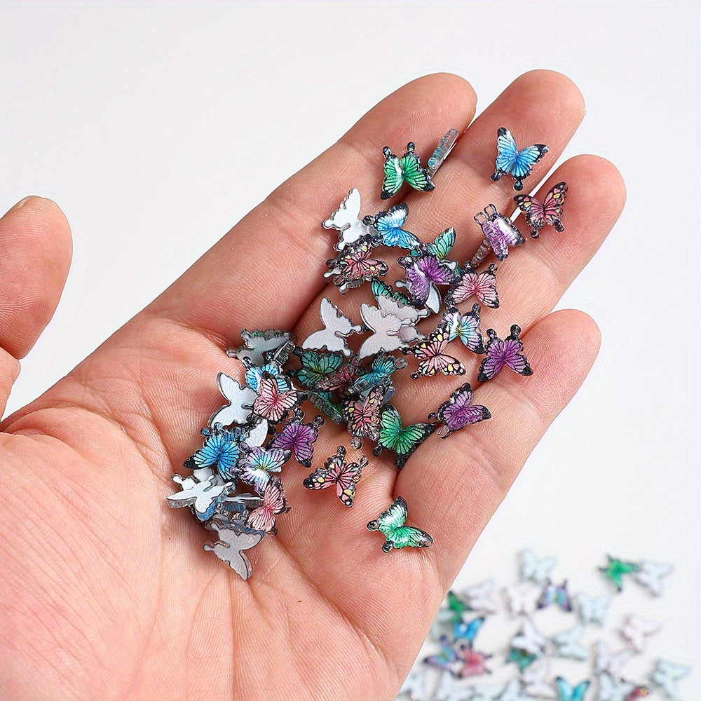 30/50pcs 10x11mm Resin Mini Butterfly Flatback Beads