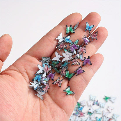 30/50pcs 10x11mm Resin Mini Butterfly Flatback Beads