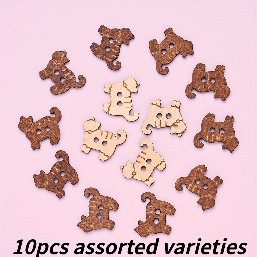 16.8x20.5mm Cat-Shaped Wooden Button Beads