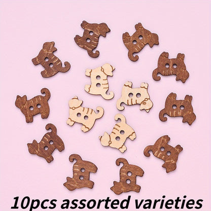 16.8x20.5mm Cat-Shaped Wooden Button Beads