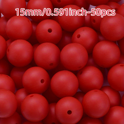 50pcs 12/15mm Rainbow Silicone Round Focal Beads