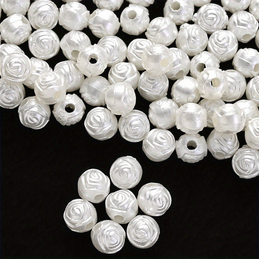 200pcs 6mm White Flower Acrylic Beads