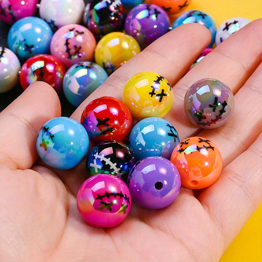 10pcs Halloween Ghost Graffiti Acrylic AB Beads