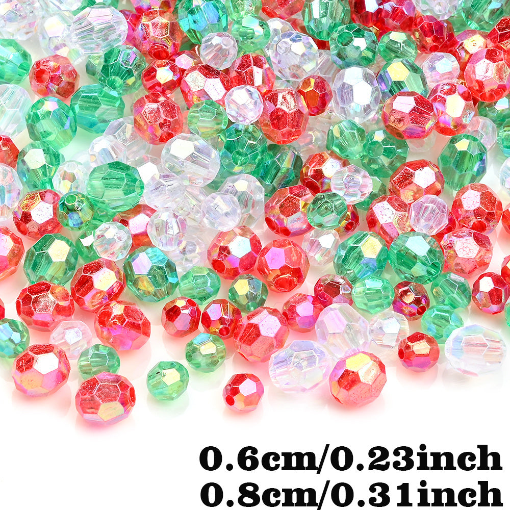 Christmas Pattern Mixed Color Acrylic Cube Spacer Beads