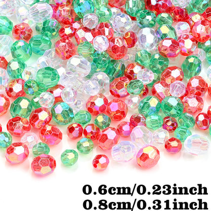 Christmas Pattern Mixed Color Acrylic Cube Spacer Beads