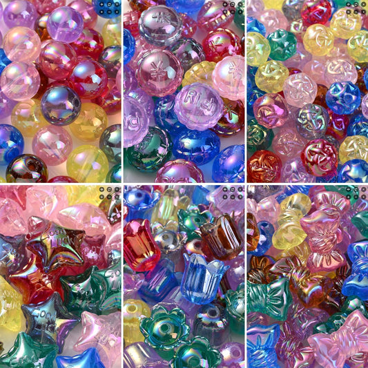 10pcs AB Multicolored Acrylic Bow Star Beads