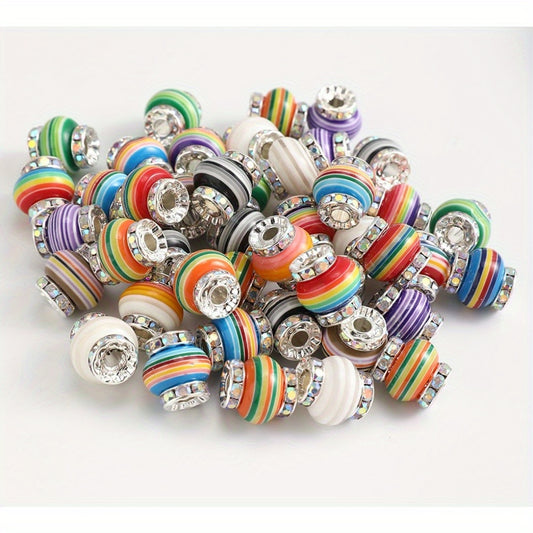10pcs 14x15mm Rainbow Rhinestone Resin Wheel Beads