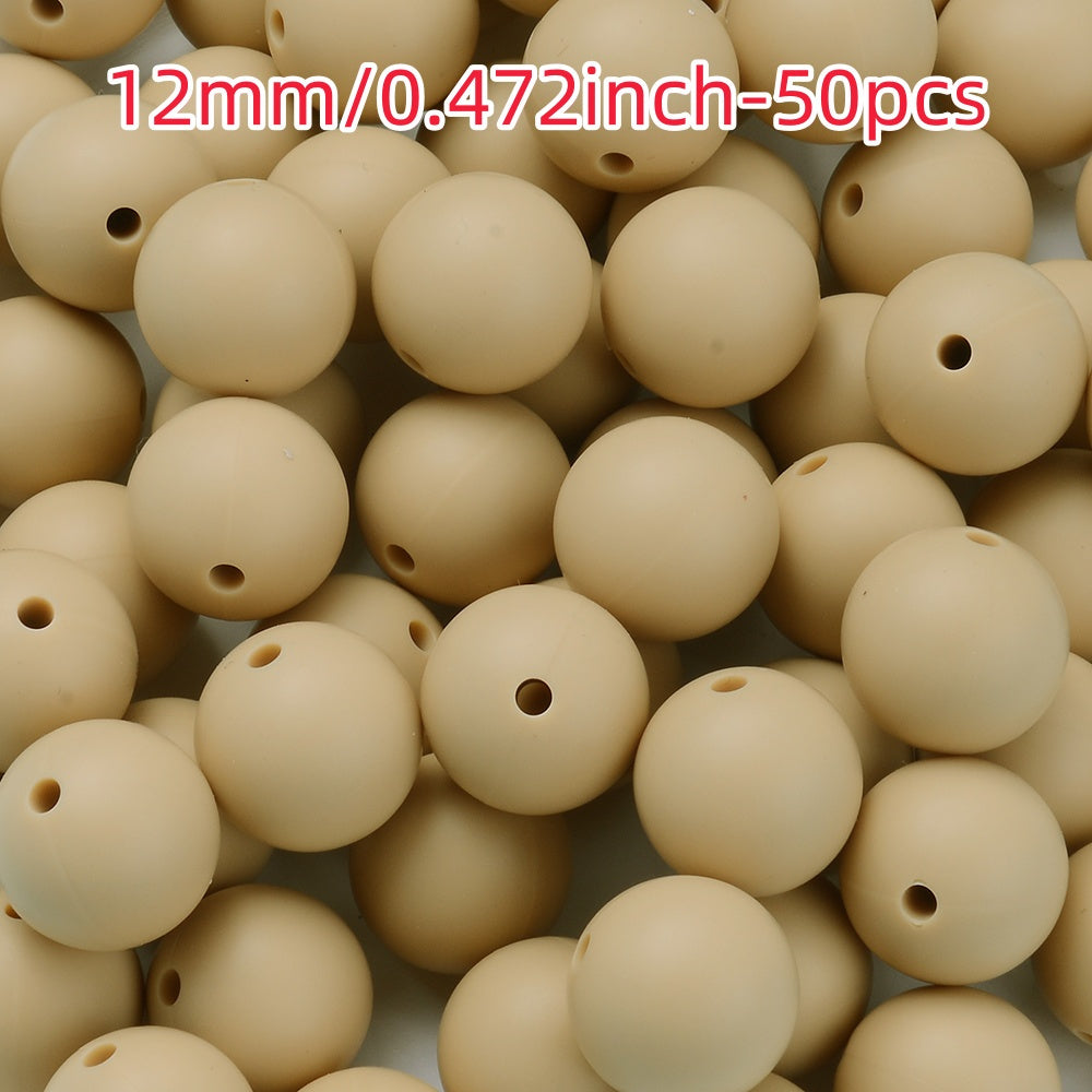 50pcs 12/15mm Rainbow Silicone Round Focal Beads