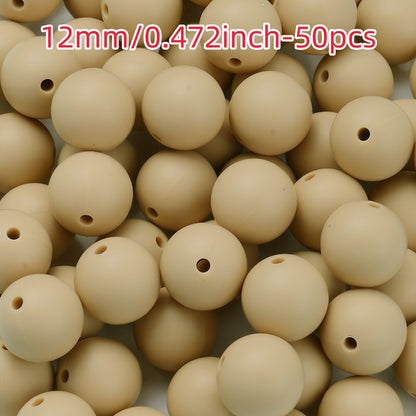 50pcs 12/15mm Rainbow Silicone Round Focal Beads