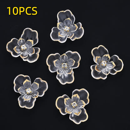 10pcs 36x39mm Double-Layer Transparent Floral Acrylic Patch Beads