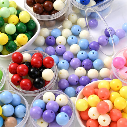 50pcs 16mm Dark Mixed Color Acrylic Round Beads