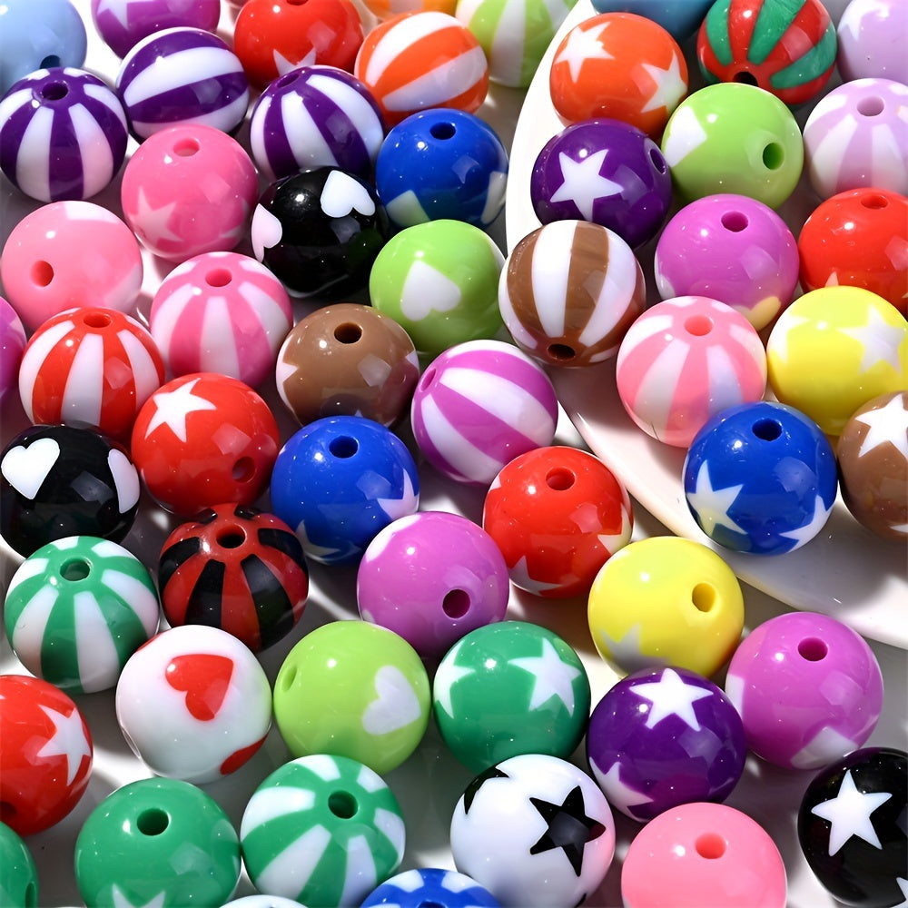 10pcs 16mm Star Love Pattern Acrylic Beads