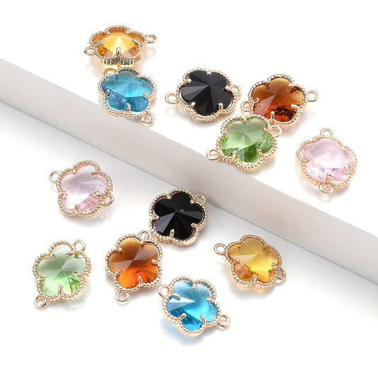 10pcs 12x15mm Bloom Flower Quartz Crystal Charms