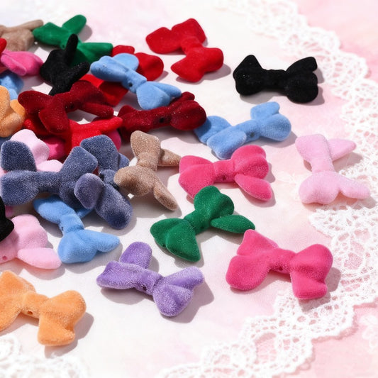 10pcs/set 24x33mm Fuzzy Bow Resin Beads