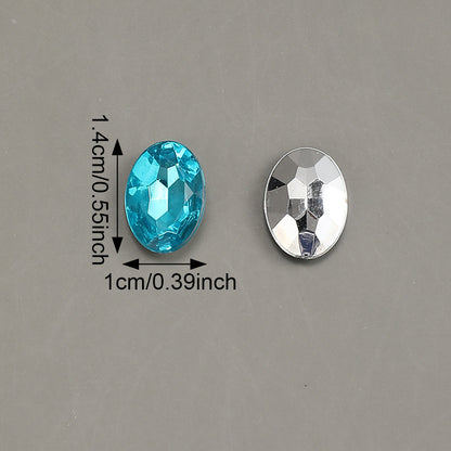 10x14mm Sparkling Oval Acrylic Rhinestone Beads