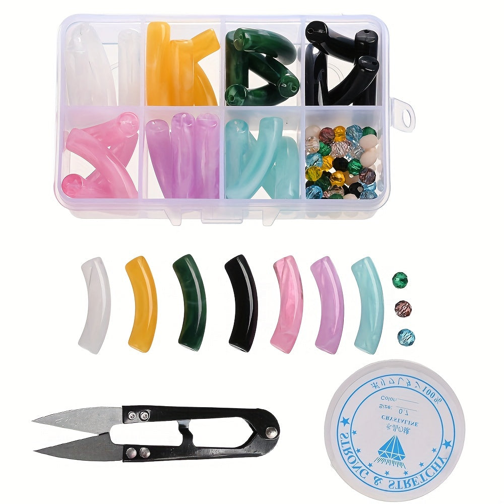 Multicolor Bent Acrylic Curved Beads Kit
