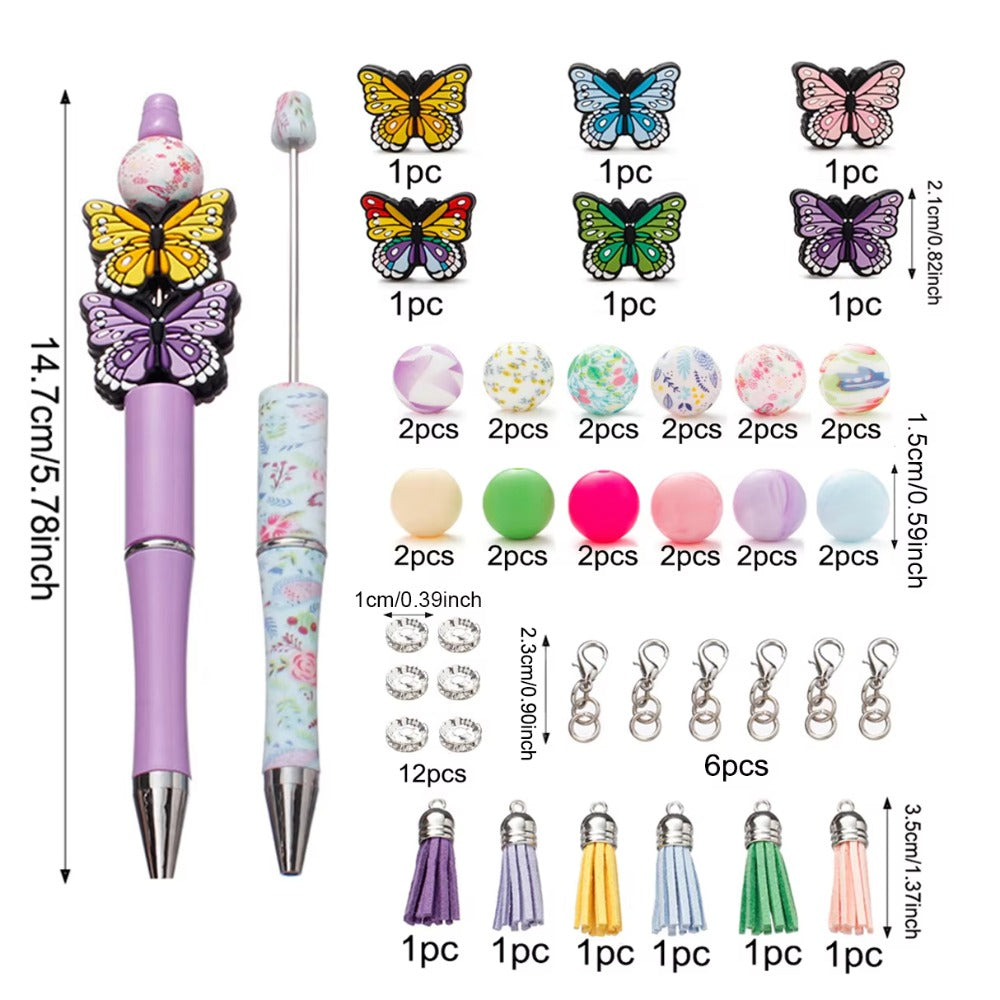Mix Style Silicone Beads Set with Beading Pens