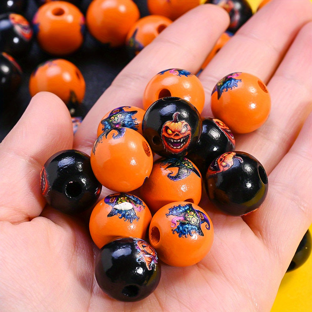 16mm Halloween Wooden Round Beads