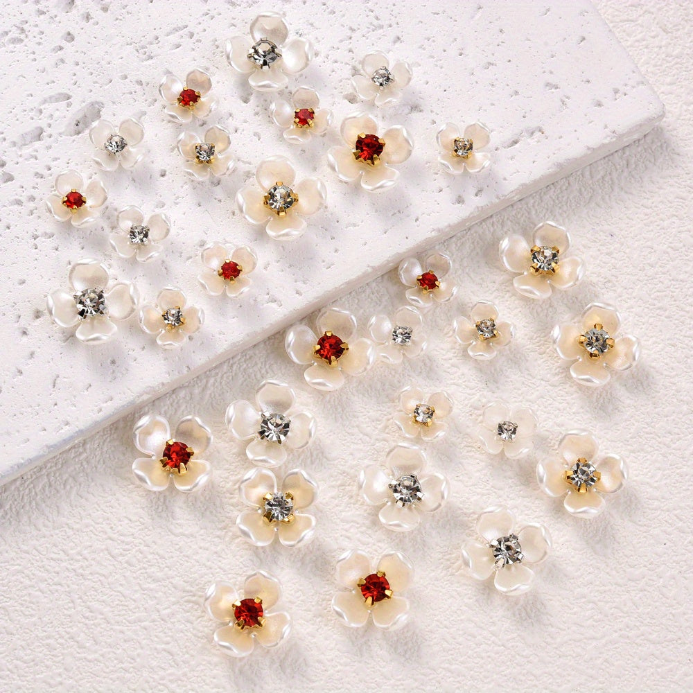 30pcs Flatback Petal Rhinestone Flower Beads