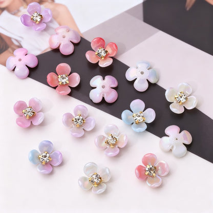 30pcs 15mm Gradient Acrylic Flower Beads