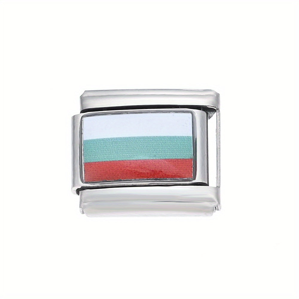 1pc 9x10mm Stainless Steel World Flag Module Charm Bead