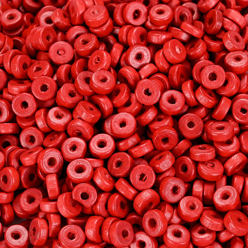 100pcs Wood Flat Round Spacer Beads