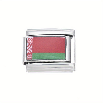 1pc 9x10mm Stainless Steel World Flag Module Charm Bead