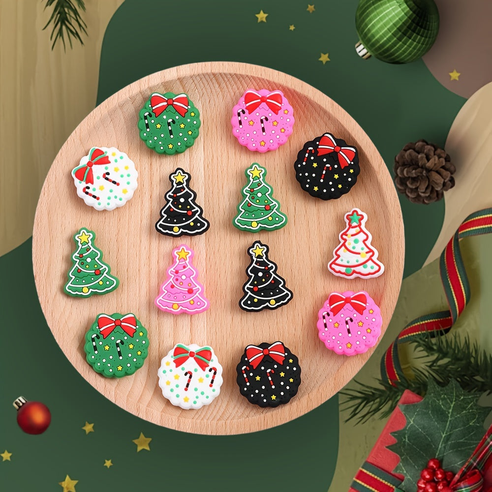 Christmas Red Green Snowman Wooden Spacer Beads